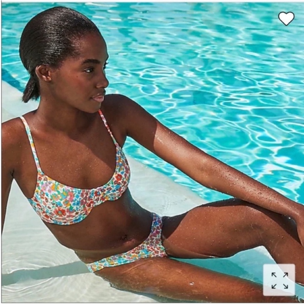 NWT J. Crew underwire bikini top & High-cut waist bikini bottom rainbow blooms